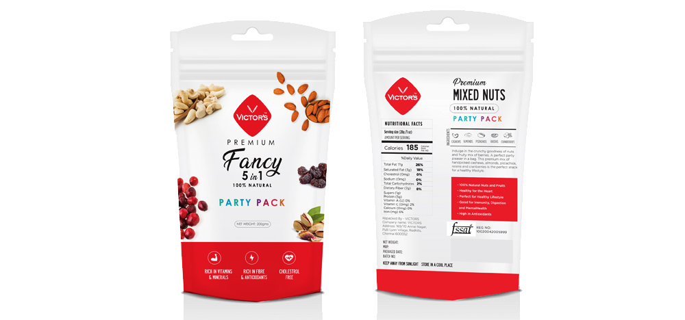 Victor's Mixed Nuts Package Design